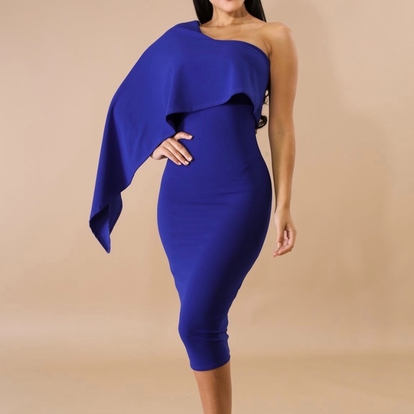 BRAND NEW 🏷 One Shoulder Midi Dress - Picture 1 of 4